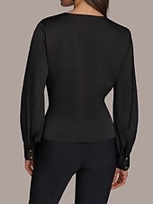 cheap Mom&#039;s Pant Suits-Two Piece Jumpsuit / Pantsuit Pantsuit Mother of the Bride Pantsuit Elegant Vintage Simple V Neck Ankle Length Satin Top Stretch Crepe Pants V Long Sleeve with Bow(s) Ruched