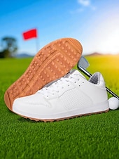 abordables Chaussures de golf pour femmes-Chaussures de golf athlétiques blanches pour femmes – baskets respirantes pour le golf professionnel, les practice et les compétitions du week-end