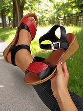billiga Avslappnade sandaler-damkil sandaler med spänne, snygga och bekväma skor för vardagskläder, shopping och dagsutflykter