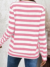 ieftine Magazin grafic Sweatshirts &amp; Hanorace-Pentru femei Hanorac pulover Grafic Dungi Casual Manșon Lung Stil Nautic Topuri obișnuite Casă Stradă Zilnice Imprimeu Roz Îmbujorat Vară Primăvară Toamnă Iarnă