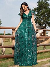 abordables Champagne-Robes de quinceanera en forme A Robe élégante Robe de mariage formelle longueur sol manches courtes col en V sequins dos en V avec sequins