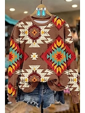 cheap Boho Tops-Women&#039;s Pullover Sweatshirt Floral Graphic Warm Vintage Gothic Lolita Long Sleeve Crew Neck Regular Tops Street Dailywear Casual Print Light Pink Red Brown Green Beige Spring Fall Winter