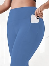 abordables Sports Grande Taille &amp; Grossesse-Femmes leggings de pilates Jambières Capri pantalon de sport Avec Poches Léger Pilates Salle de sport Course Leggings Capri Couleur Unie Gris foncé Noir Vert Véronèse Grande taille Des sports Tenues