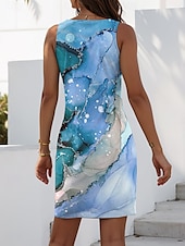 cheap Art&amp;Design Dress-Women&#039;s Mini Dress Sheath Dress Wrap Dress Summer Dress Casual Daily Regular Fit Graphic Geometric Abstract Sleeveless V Neck Blue Purple Orange Green Summer