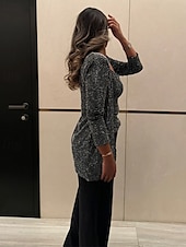 billiga Mammas byxdräkter-jumpsuit/byxdräkt 3-delad byxdräkt brudens mor byxdräkt med kavaj elegant vintage enkel rund halsringning golvlång pyjamas stretchig crepe jersey långärmad med kristaller pärlor 2025