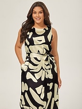 abordables Robes décontractées-Femmes Robe Décontractée Robe Ample Noir Blanche Sans manches Motif Floral Imprimé Ample Printemps &amp; Été Tour Décontracté Quotidien Occasionnel Vacances S M L