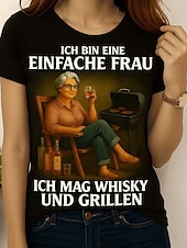 abordables T-shirt Humor &amp; Citations-Femmes T-shirt Graphique Lettre ancien Élégant Classique Manche Courte Col ras du cou Col rond Hauts Réguliers Quotidien Week-end Imprimé Noir Rouge Bleu Vert Été Printemps