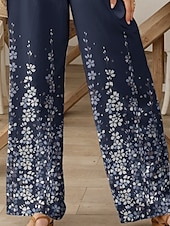 ieftine picior lat și talie înaltă-Pentru femei Obraznic chinez Pantaloni largi Vacanță Epocă Modă Lungime totală Talie Înaltă Floral Grafic Gradiant Curea elastică Imprimare Respirabil Απαλό Micro-elastic Oficial Vacanță Stradă Roșu
