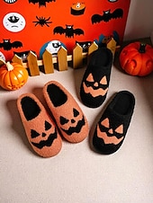 cheap Shoes For Women-Women&#039;s Halloween Pumpkin Face Slippers - Cozy Orange Plush Indoor Shoes with Jack-O&#039;-Lantern Design for Fall Nights,Costume Parties &amp; Gifts