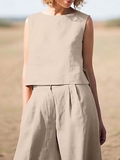 levne Sady-Dámské Elegantní Módní Šik ven Košile Halenka Bez rukávů Tričkový Pevná barva Venkovní Práce Ležérní Námořnická modř Oranžová Trávová zelená Léto Volný