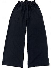economico gamba larga e vita alta-Per donna Gamba larga Chinos Moda Essenziale Casual Lungo Vita Alta Semplice Tasca Fascia Elastica Comodo Morbido Confortevole Micro-elastico All&#039;aperto Streetwear Nero Rosa Cachi Verde militare
