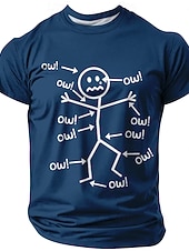  Tricou Grafic Amuzant pentru Bărbați Ow Dureri  Disconforturi cu Mâneci Scurte