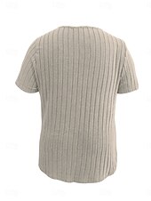 ieftine Tricouri Mărime Plus-Pentru femei Plus Size Topuri Tricou Culoare solidă Peteci Manșon scurt În V Modă Șic Stradă Casual Zilnic Sfârșit de săptămână Împletit Vară Albastru regal Maro