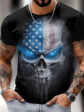  4 de julio de 2026 250º Día de los Caídos Camiseta de hombre con cuello redondo de impresión 3D patriótica y veterano de manga corta