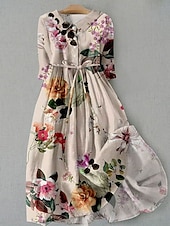 preiswerte Blumenkleid-Damen Midikleid Shiftkleid Lässig Täglich Normale Passform Blumen Grafik Halbarm Hemdkragen Gelb Rosa Rosa Blau Sommer Frühling