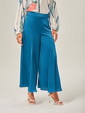 economico Pantaloni-pantaloni a gamba larga tinta unita