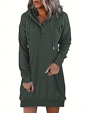 preiswerte Einfaches Kleid-Damen Minikleid Shiftkleid Lässig Täglich Lässiger Schnitt Grafik Langarm Mit Kapuze Schwarz Weiß Rosa Wein Frühling Herbst Winter