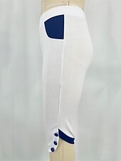 billiga Enkla Leggings-Dam Capribyxor Damasker Ledigt Fritids- Vadlängd Hög midja Färgblock Elastisk midja Mateial som andas Elastisk Semester Gata Dagliga kläder Svart Vit Rosa Sommar Höst Normal