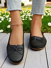 ieftine Pantofi Joși de Damă-Mocasini pliabili pentru femei – mocasini din piele moale cu tălpi flexibile pentru relaxare în grădină, lenevire pe verandă și purtare zilnică