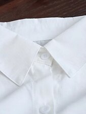 お買い得  シャツジャケット-女性用 シャケット 快適 高通気性 ボタン カジュアル 平織り バケーション ストリート カジュアル デイリーウェア シングルブレスト ロング ラペル レギュラー 長袖 アウターウェア ホワイト ブルー 春 秋