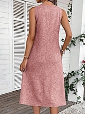 preiswerte Weißes Kleid-Damen Midikleid Sommerkleid A Linie Kleid Urlaub Party Lässig Geburtstag Täglich Ferien Normale Passform Grafik Einfach Ärmellos Rundhalsausschnitt Marineblau Rosa Blau Grau Sommer