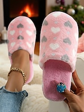 cheap Women&#039;s Slippers &amp; Flip-Flops-Women&#039;s Fuzzy Star Print Indoor Slippers – Cozy Faux Fur Winter House Shoes for Living Room, Bedroom &amp; Holiday Mornings
