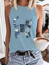 billige Dyr Tank Top-Dame Singleter Grafisk Dragonfly Stilfull Fritid Ermeløs Crew-hals Vanlige topper Daglig Trykt mønster Svart Hvit Rosa Navyblå Blå Sommer Vår
