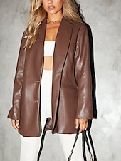 preiswerte Blazer &amp; Anzüge-Damen Blazer Warm Bequem Tasche Knöpfe Mode Modern Einfach Ausgehen Wochenende Einreihig Regulär Umlegekragen Normale Passform Langarm Oberbekleidung Schwarz Rote Braun Herbst Winter