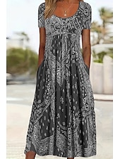 ieftine Rochii Boho-Pentru femei Rochie Lunga Rochie Maxi Rochie casual Modă Zilnic Fit regulat Floral Manșon scurt Stil Nautic Roz Îmbujorat Roșu-aprins Albastru piscină Gri Vară
