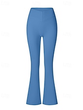 cheap Yoga Leggings &amp; Tights-Women's pilates leggings fitness pants sport pants Flared Lightweight Pilates Running Fitness Pants Solid Color Black White Pink Fall Winter Sports Activewear Micro-elastic