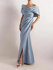 cheap YELLOW-Yellow Dress High Fashion Mustard Dress Mermaid / Trumpet Evening Gown Cocktail Dress Formal Wedding Floor Length Sleeveless Off Shoulder Satin with Ruched Details Slit 2025