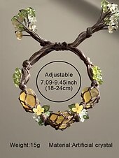 economico Bracciale da donna-Bracciale da donna fatto a mano con pietre preziose floreali – perline di cristallo naturale, stile boho regolabile, ideale per abbigliamento casual, regali e outfit ispirati alla natura