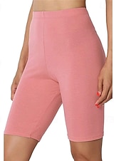 baratos Shorts-Mulheres Calção Leggings Leggings aconchegantes Roupa de rua Casual Comprimento do joelho Cintura Alta Tecido Cintura elástica Respirabilidade Com Stretch Férias Rua Roupa Diária Branco Preto Rosa