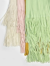 abordables Jupes unies-Femmes Ample Élégant ancien Mode Midi Taille Moyenne Jupes Frange à pompons Froncé Élastique Vacances Quotidien Aqua bleu Noir Vert Claire Rose Claire Été Polyester