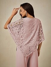 preiswerte Elegante Oberteile-Damen Bluse Elegante Oberteile Einfach Elegant Halbarm Rundhalsausschnitt Normale Oberteile Hochzeitsgast Täglich Spitze Patchwork Geschichtet Erröten Sie Rosa Sommer Frühling