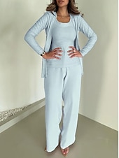 billiga Mammas byxdräkter-jumpsuit/byxdräkt 3-delad byxdräkt brudens mor byxdräkt med kavaj elegant vintage enkel rund halsringning golvlång pyjamas stretchig crepe jersey långärmad med kristaller pärlor 2025