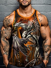ieftine maiouri 3d pentru bărbați-Bărbați Balaur Vest Top Sub Cămașă Fără manșon Tricou Tipărire 3D Stil Nautic Cămașă Modă Exagerat Stradă Casual Zilnic Roșu-aprins Albastru piscină Mov Vară Primăvară Îmbrăcăminte S M L XL XXL XXXL