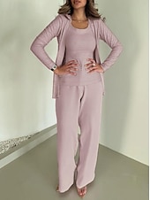 billiga Mammas byxdräkter-jumpsuit/byxdräkt 3-delad byxdräkt brudens mor byxdräkt med kavaj elegant vintage enkel rund halsringning golvlång pyjamas stretchig crepe jersey långärmad med kristaller pärlor 2025
