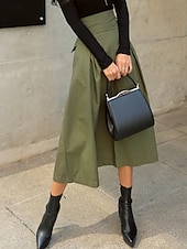 preiswerte Schlichte Röcke-Damen Rock A-Linie Mode Lässig Maxi Hohe Taille Röcke Einfach Tasche Mikroelastisch Straße Täglich Schwarz Armeegrün Khaki Sommer Polyester Baumwollmischung