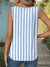 economico Top in tessuto a righe e geometrico-Per donna Canotta a canotta Grafico A righe Vintage Elegante Casual Senza Maniche Scollo a V Top lunghi Quotidiano Stampato Rosa Blu Viola Verde Cachi Estate Primavera