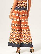 economico Pantaloni-Per donna Femminile Culotte Gamba Larga Lunghezza intera Elegante Bohemien Vacanza Casuale Arancione Estate XS S M