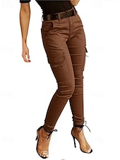 cheap Women&#039;s Cargo Pants-Women&#039;s Cargo Pants Pants Trousers Fashion Streetwear Full Length Natural Solid Colored Pocket Comfortable Micro-elastic Sports &amp; Outdoor Daily Wear Dark Brown Black Light Green Army Green Spring Fall