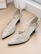 billiga Block Heels-Svarta pumps med spetspanel och mellanhög klack för kvinnor, ankelrem – eleganta retro-kontorsskor för daglig pendling och bayerska Oktoberfest-kläder