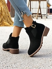 cheap Ankle Boots-Women&#039;s Brown Ankle Boots – Fall Boots with Buckle Strap for Oktoberfest, Farm Markets, Beer Festival and Rustic Outdoor Days