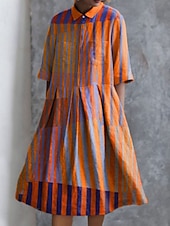 economico Abiti floreali-Per donna Abito Midi Abito a trapezio Abito Estivo Casual Quotidiano Vestibilità regolare Geometrico A righe Mezza Manica Bavero Rosso Blu Azzurro cielo Albicocca Estate