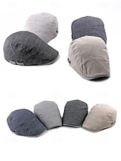 preiswerte Herrenhüte-Verstellbare Schiebermütze aus Leinen für Herren, leichte, atmungsaktive Zeitungsjungenmütze mit Streifendetail, Vintage-Ivy-Cap-Stil für Freizeitausflüge und den Alltag