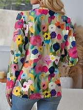 Maglietta da donna a manica lunga con scollo a girocollo tunica grafica floreale vintage elegante casual tops regolari stampa weekend rossa blu viola verde estate economico Maglietta Arte & Design-Maglietta da donna a manica lunga con scollo a girocollo tunica grafica floreale vintage elegante casual tops regolari stampa weekend rossa blu viola verde estate