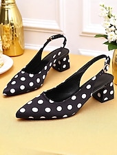 abordables Années 1950-Escarpins à talons compensés et bride arrière à pois pour femmes – chaussures habillées style années 1950 pour les fêtes, le bureau et les événements rétro