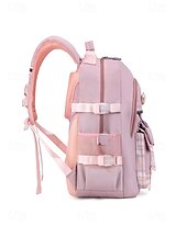 abordables Sacs à dos de Collège-Sac à dos de campus pour fille mignonne - design multi-poches, coutures à carreaux, léger et imperméable, grande capacité, adapté aux déplacements quotidiens noir rose bleu ciel