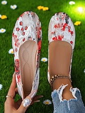 abordables Ballerines femme-Ballerines fleuries pour femmes – chaussures légères et décontractées à bout rond pour dames, idéales pour les promenades au parc, les pique-niques printaniers et le confort quotidien